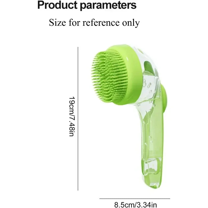 Badebørste til små hunde og katte – silikone med shampoodispenser