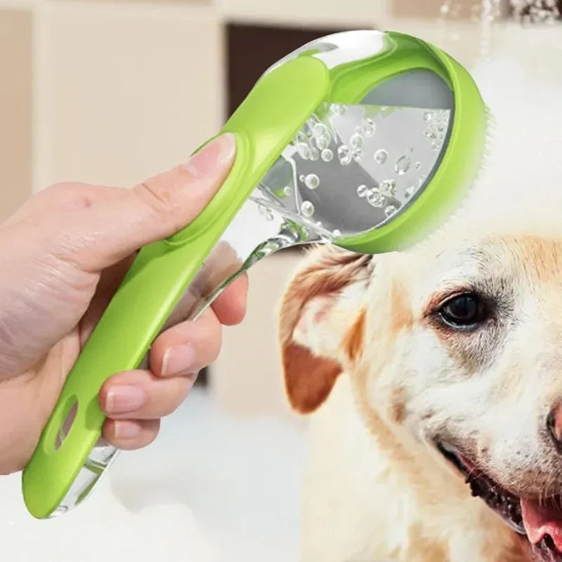 Badebørste til små hunde og katte – silikone med shampoodispenser