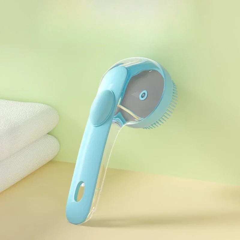 Badebørste til små hunde og katte – silikone med shampoodispenser