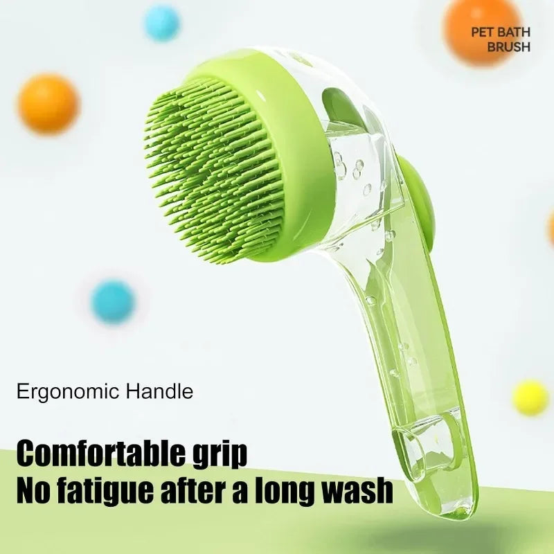 Badebørste til små hunde og katte – silikone med shampoodispenser